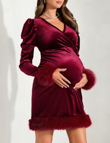 Rochie scurta SHEIN Maternity, visiniu