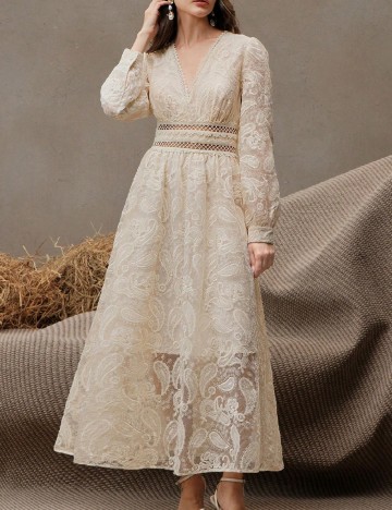 Rochie lunga Anewsta, crem