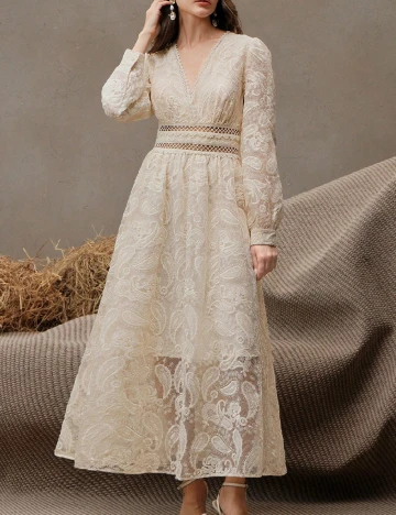 Rochie lunga Anewsta, crem