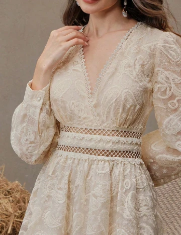 Rochie lunga Anewsta, crem