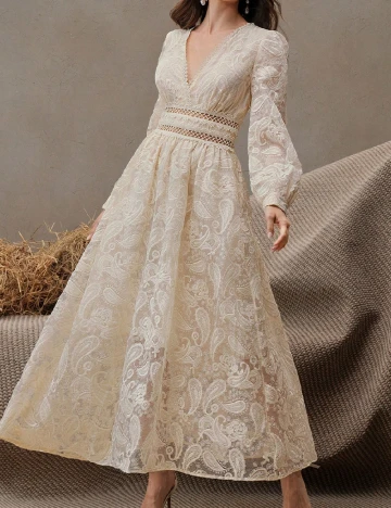 Rochie lunga Anewsta, crem