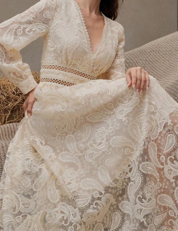 Rochie lunga Anewsta, crem