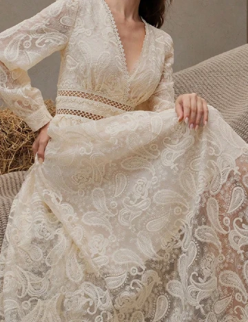 Rochie lunga Anewsta, crem