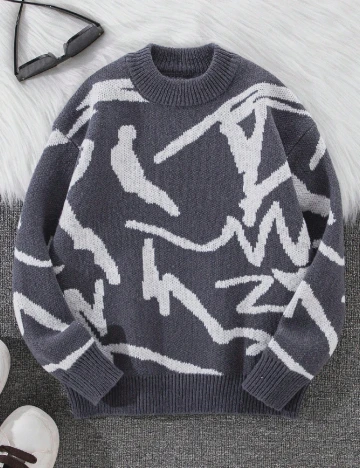 Pulover Shein Kids, gri petrol