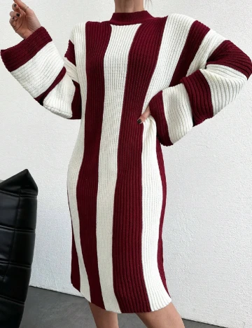 Rochie medie SHEIN, alb/rosu