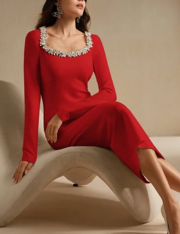 Rochie medie Anewsta, rosu