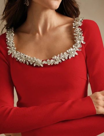 Rochie medie Anewsta, rosu