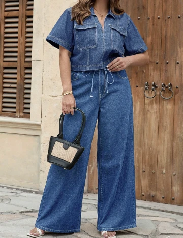 Pantaloni SHEIN CURVE, bleumarin