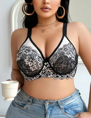 Sutien SHEIN, negru/alb