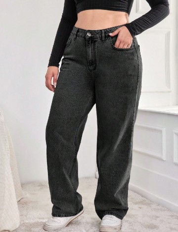 
						Blugi SHEIN CURVE, gri inchis