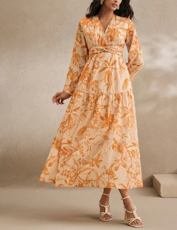 Rochie medie Anewsta, galben