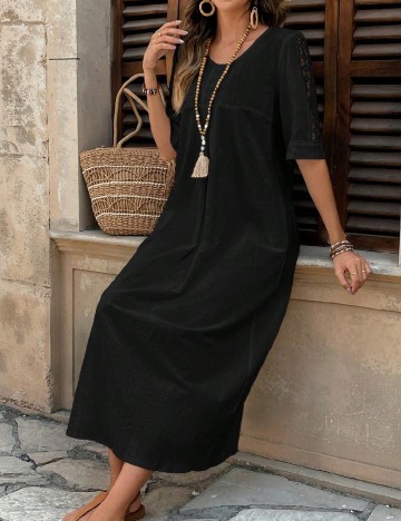 Rochie lunga Emery Rose, negru