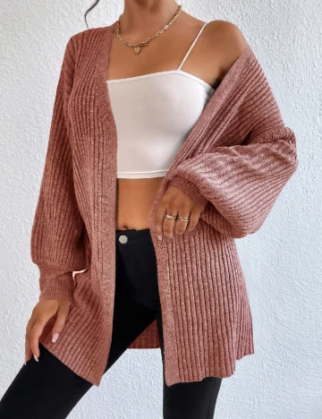 Cardigan SHEIN, roz pudra inchis