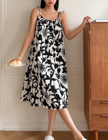 Rochie medie SHEIN, alb/negru