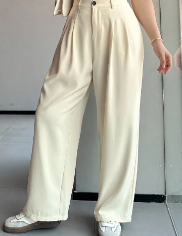 Pantaloni Dazy Plus Size, ecru