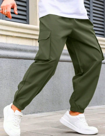 Pantaloni SHEIN Plus Size Men, verde