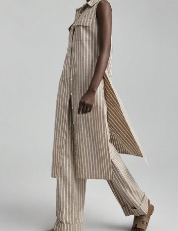 Camasa SHEIN, maro/alb