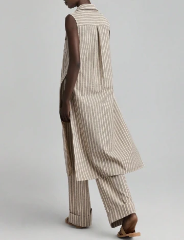 Camasa SHEIN, maro/alb