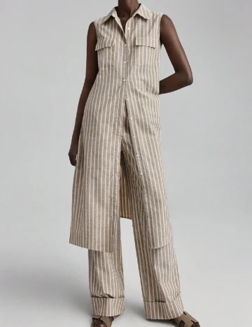 Camasa SHEIN, maro/alb