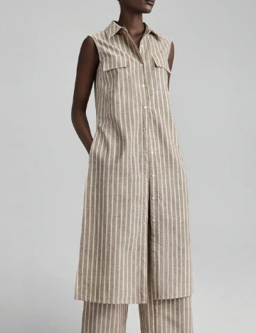 Camasa SHEIN, maro/alb