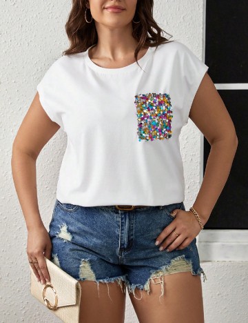 
						Tricou SHEIN CURVE, alb