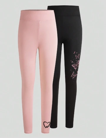 Set colanti Shein Kids, negru/roz