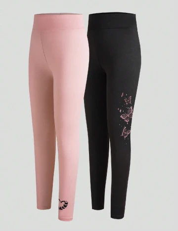 Set colanti Shein Kids, negru/roz