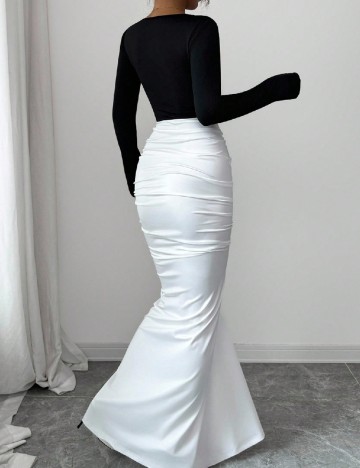 Rochie lunga SHEIN, negru/alb