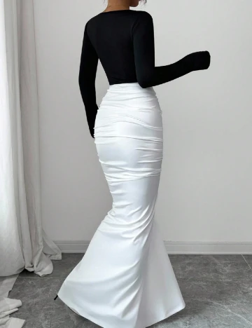 Rochie lunga SHEIN, negru/alb