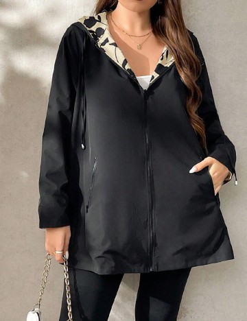 
						Jacheta reversibila SHEIN CURVE, negru/crem