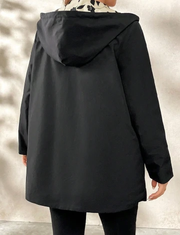 Jacheta reversibila SHEIN CURVE, negru/crem