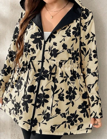 Jacheta reversibila SHEIN CURVE, negru/crem