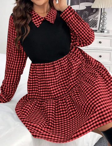 Rochie scurta SHEIN CURVE, rosu/negru