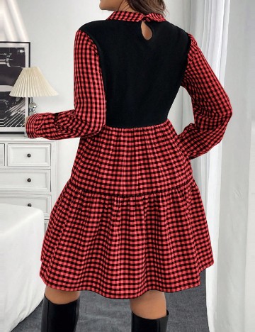 Rochie scurta SHEIN CURVE, rosu/negru