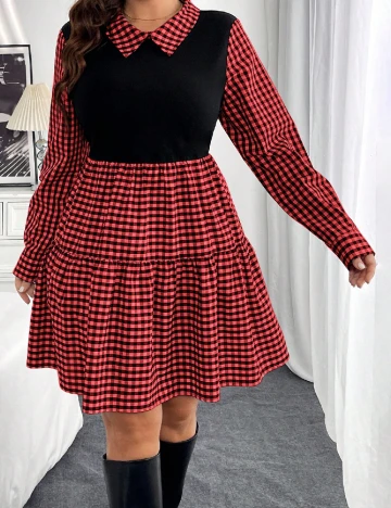 Rochie scurta SHEIN CURVE, rosu/negru