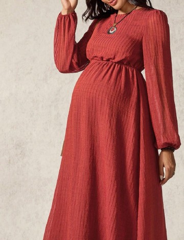 Rochie lunga SHEIN Maternity, caramiziu