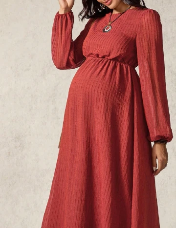 Rochie lunga SHEIN Maternity, caramiziu