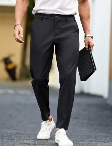 Pantaloni SHEIN Plus Size Men, negru