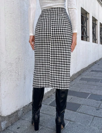 Fusta SHEIN, alb/negru