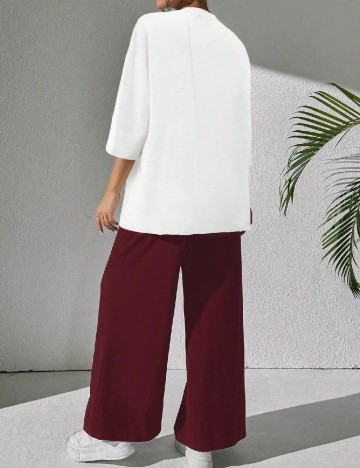 Compleu SHEIN, alb/visiniu