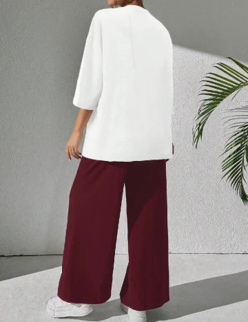 Compleu SHEIN, alb/visiniu