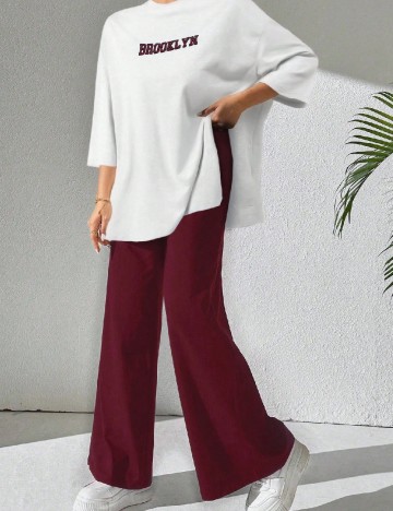 Compleu SHEIN, alb/visiniu