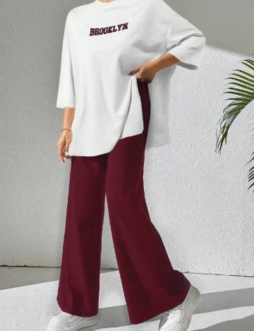 Compleu SHEIN, alb/visiniu