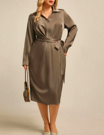 Rochie medie SHEIN CURVE, kaki