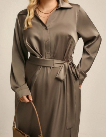 Rochie medie SHEIN CURVE, kaki