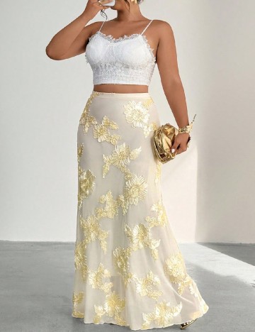 Fusta SHEIN CURVE, galben