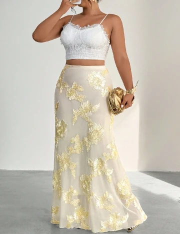 Fusta SHEIN CURVE, galben