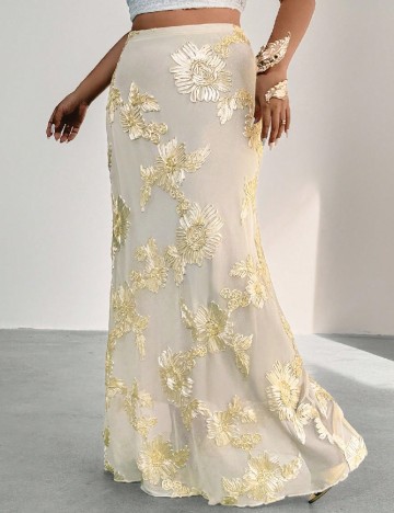 Fusta SHEIN CURVE, galben