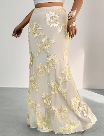 Fusta SHEIN CURVE, galben