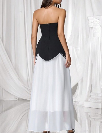 Rochie lunga SHEIN, negru/alb